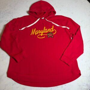Champion Maryland Terrapins Script Logo Women's Hoodie Sweatshirt Red Size L
